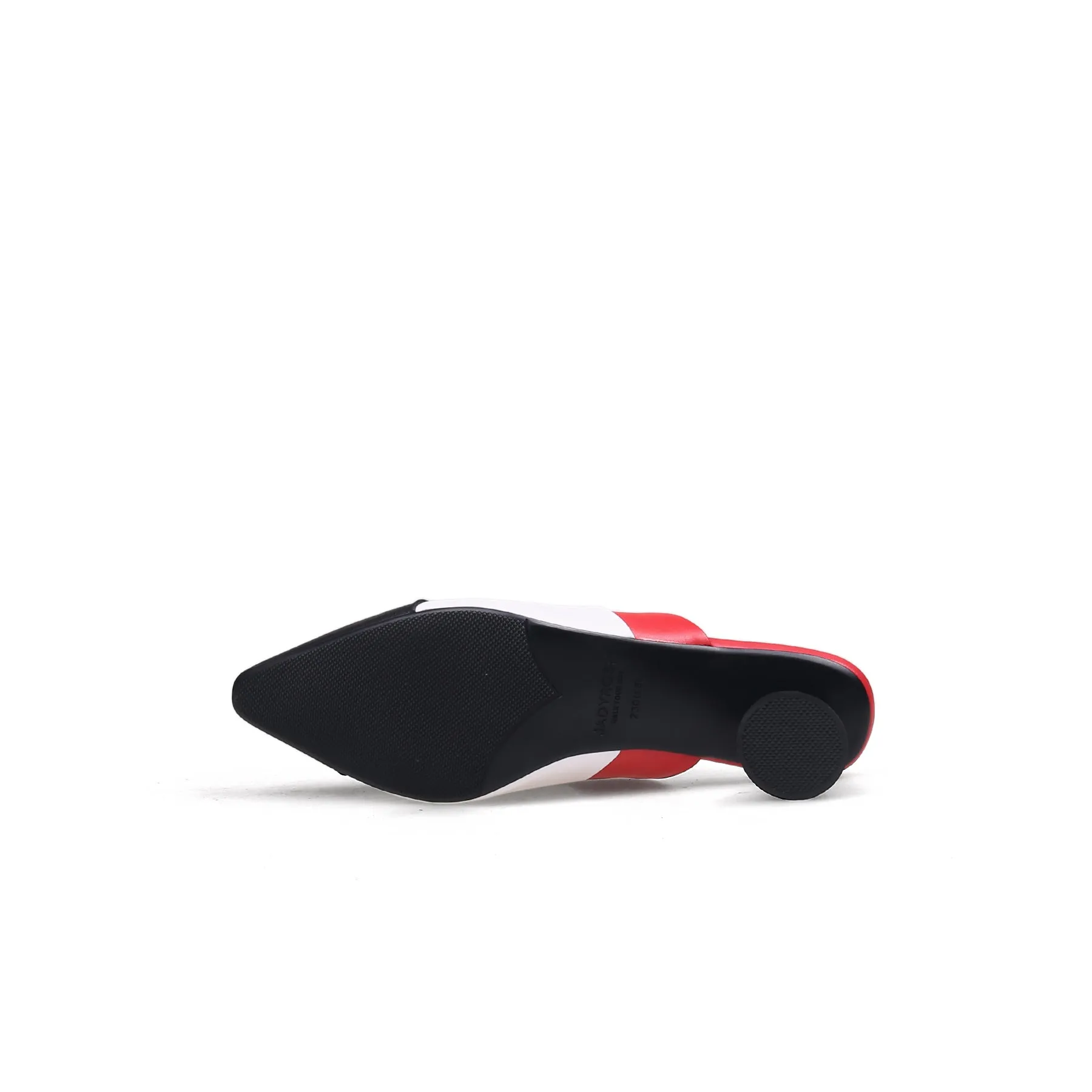 Contrast Color Triangular-Heel Leather Slide Mule