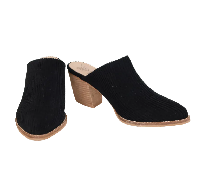 Corduroy Mules Low Heel Slip Ons