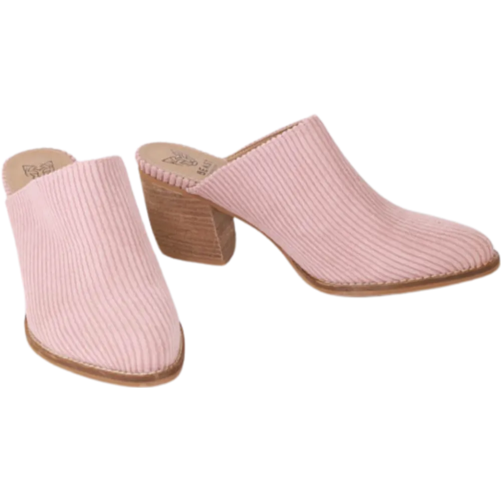 Corduroy Mules Low Heel Slip Ons