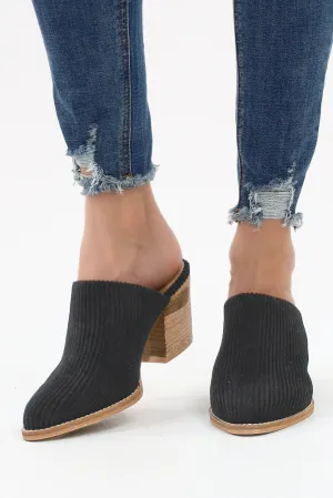 Corduroy Mules Low Heel Slip Ons