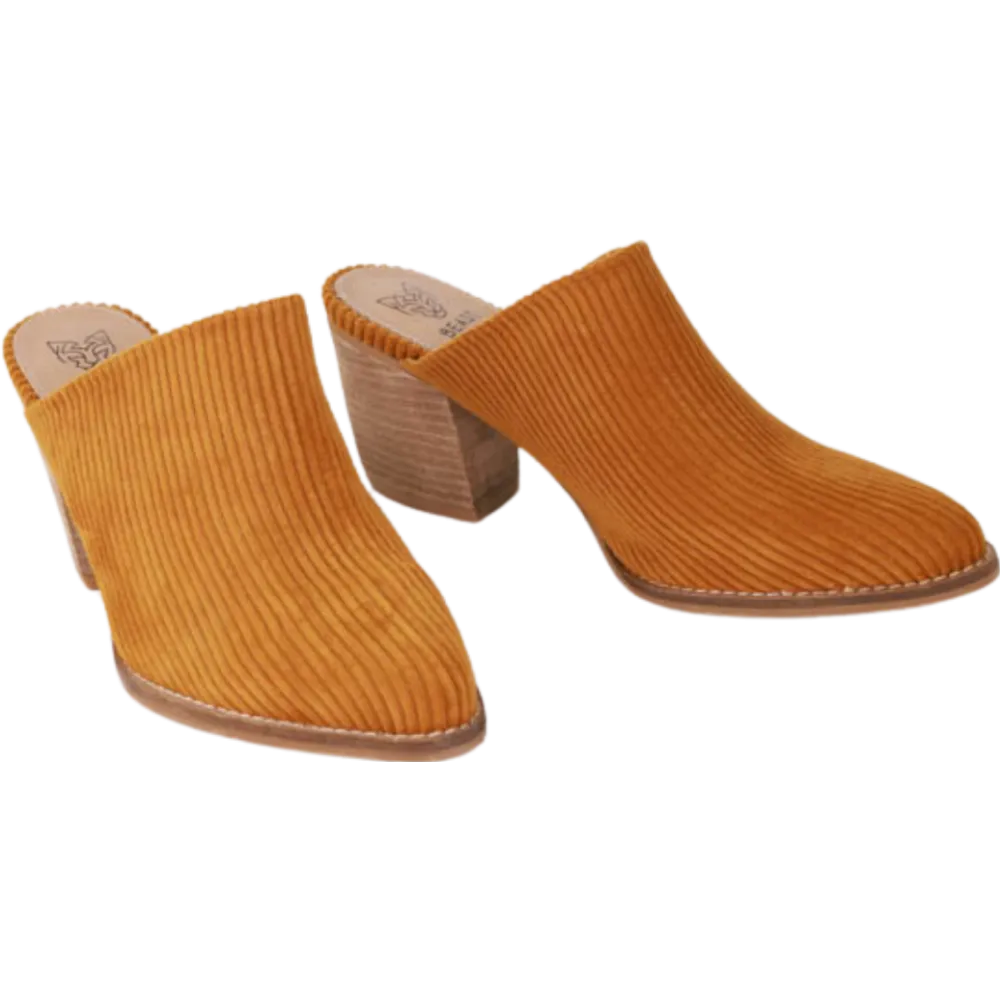 Corduroy Mules Low Heel Slip Ons