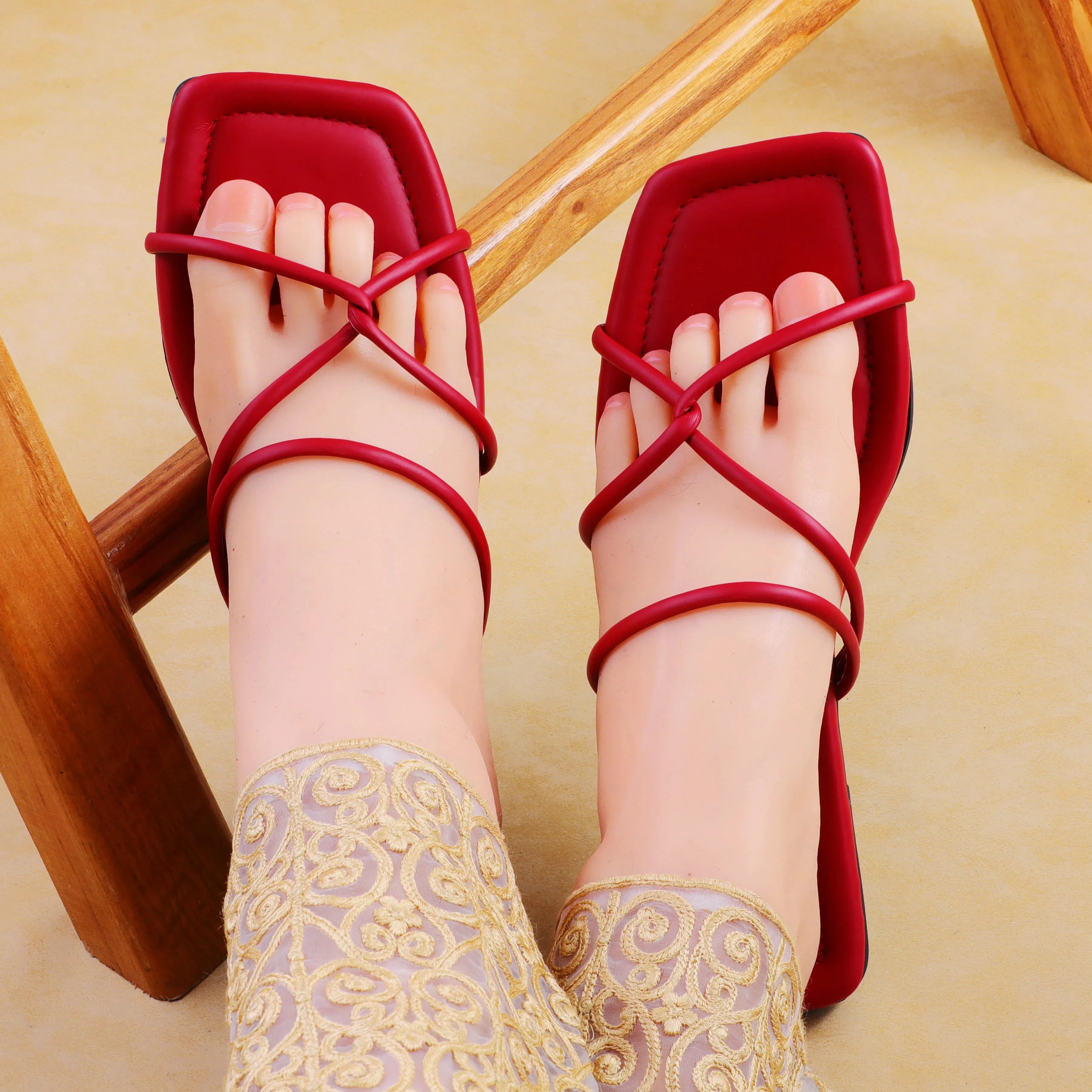 Cori Red women flat slippers