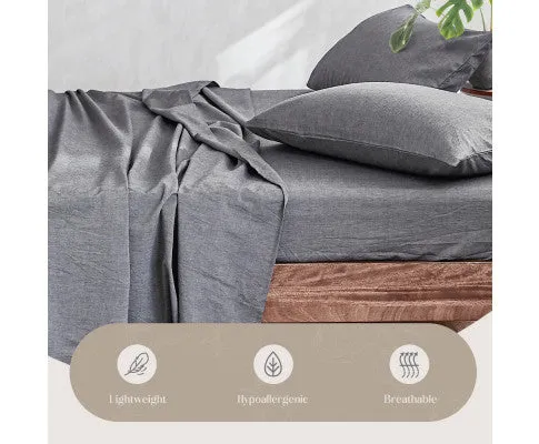 Cosy Club Sheet Set Bed Sheets Set - Flat Cover Pillow Case Black Essential