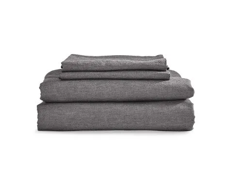Cosy Club Sheet Set Bed Sheets Set - Flat Cover Pillow Case Black Essential