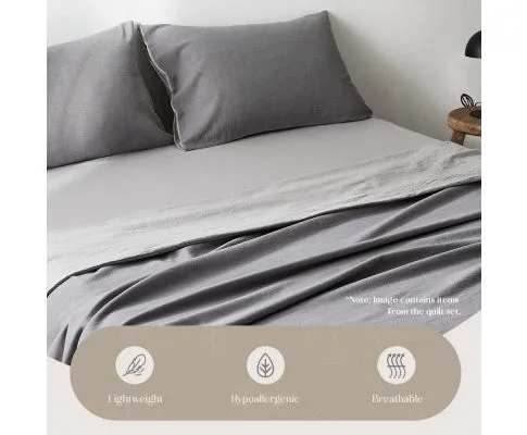 Cosy Club Sheet Set Bed Sheets Set - Flat Cover Pillow Case Grey Inspired