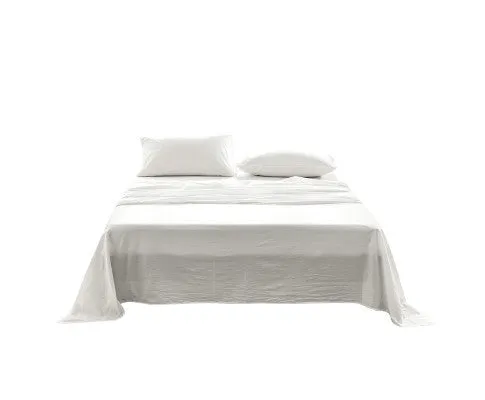 Cosy Club Sheet Set Bed Sheets Set - Flat Cover Pillow Case White Essential