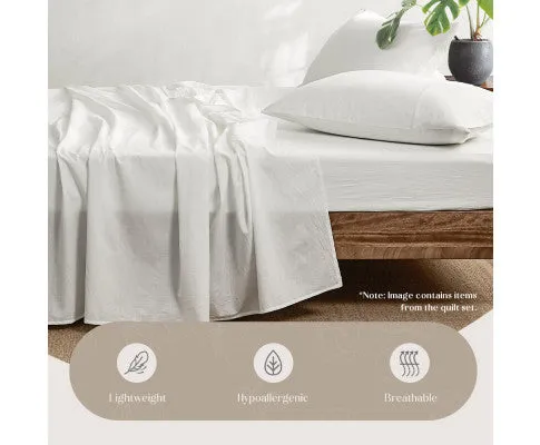 Cosy Club Sheet Set Bed Sheets Set - Flat Cover Pillow Case White Essential