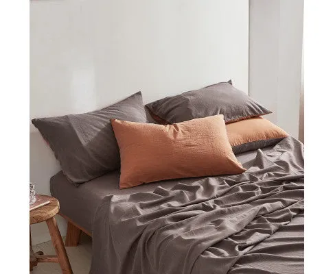 Cosy Club Sheet Set Cotton Sheets - Orange Brown