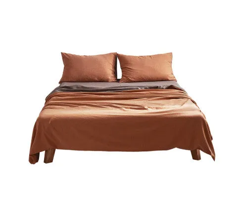 Cosy Club Sheet Set Cotton Sheets - Orange Brown