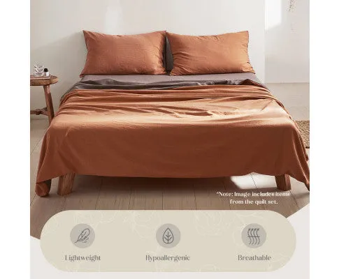 Cosy Club Sheet Set Cotton Sheets - Orange Brown
