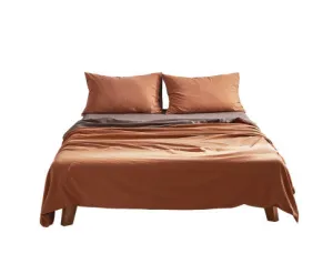 Cosy Club Sheet Set Cotton Sheets - Orange Brown