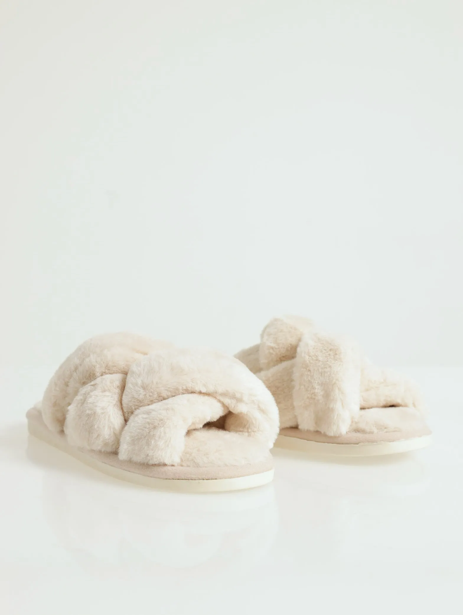 Cross Strap Mule Open Toe Slipper - Natural