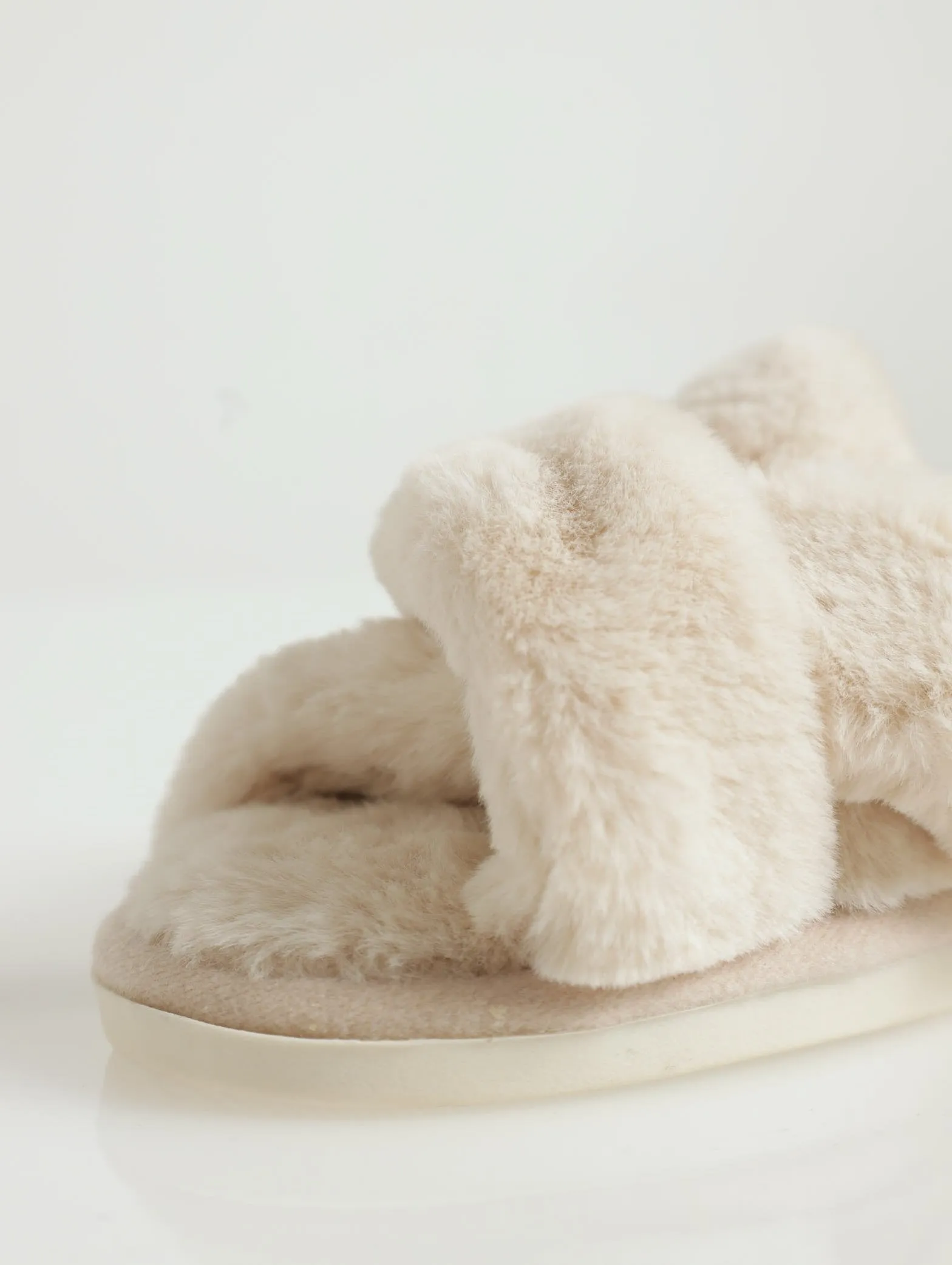 Cross Strap Mule Open Toe Slipper - Natural