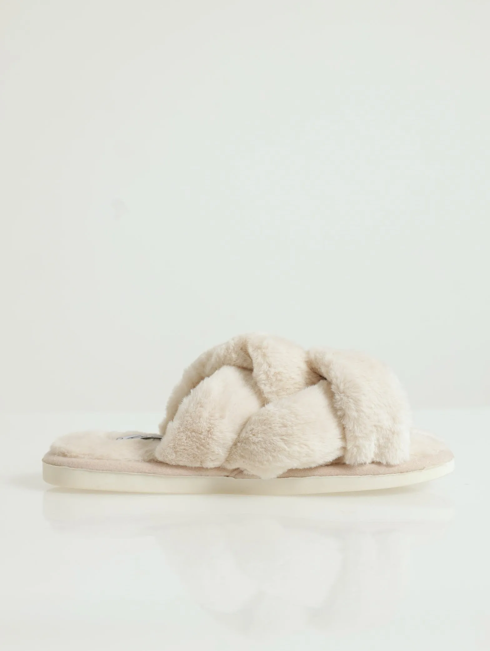 Cross Strap Mule Open Toe Slipper - Natural