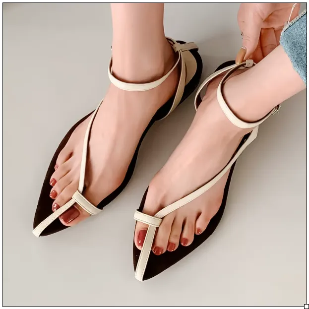 Denver Genuine Leather Narrow Band Ankle Strap Flats
