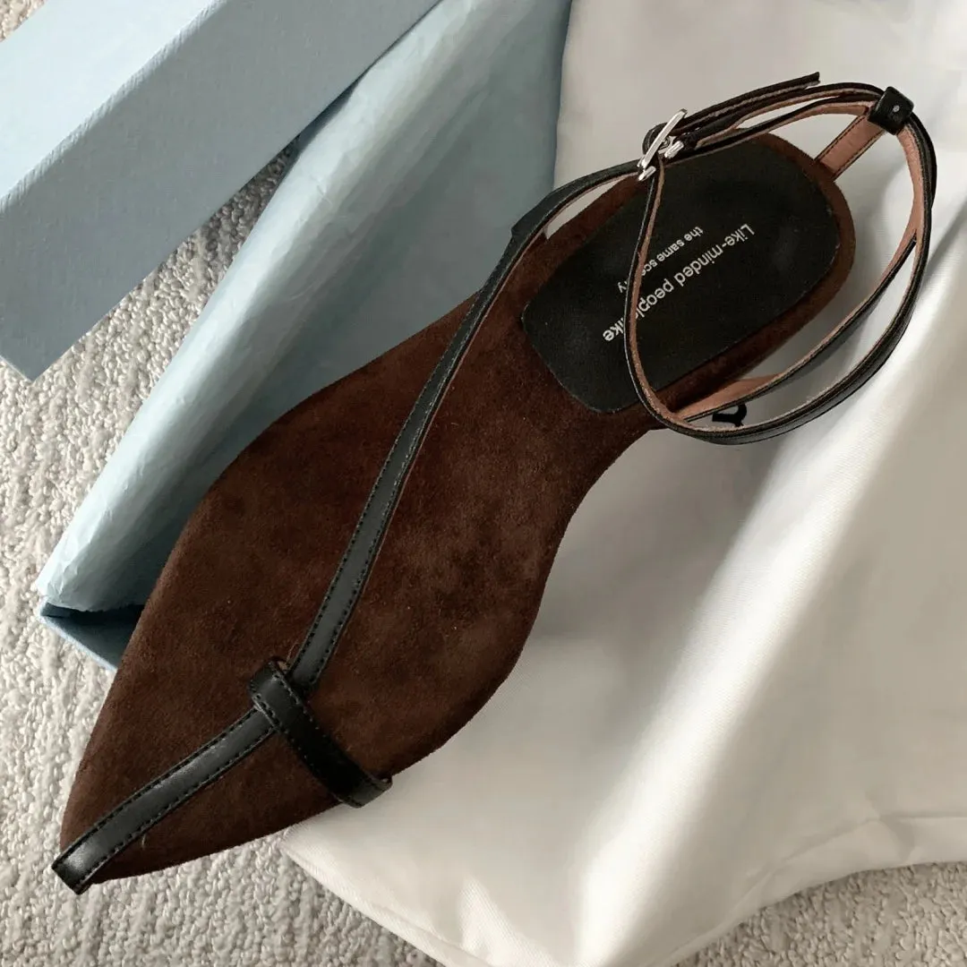 Denver Genuine Leather Narrow Band Ankle Strap Flats
