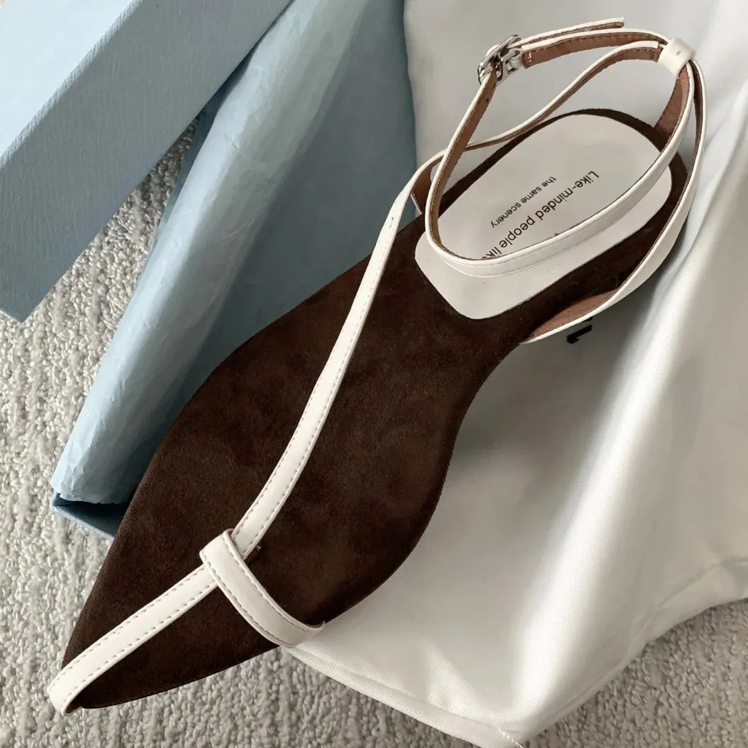 Denver Genuine Leather Narrow Band Ankle Strap Flats