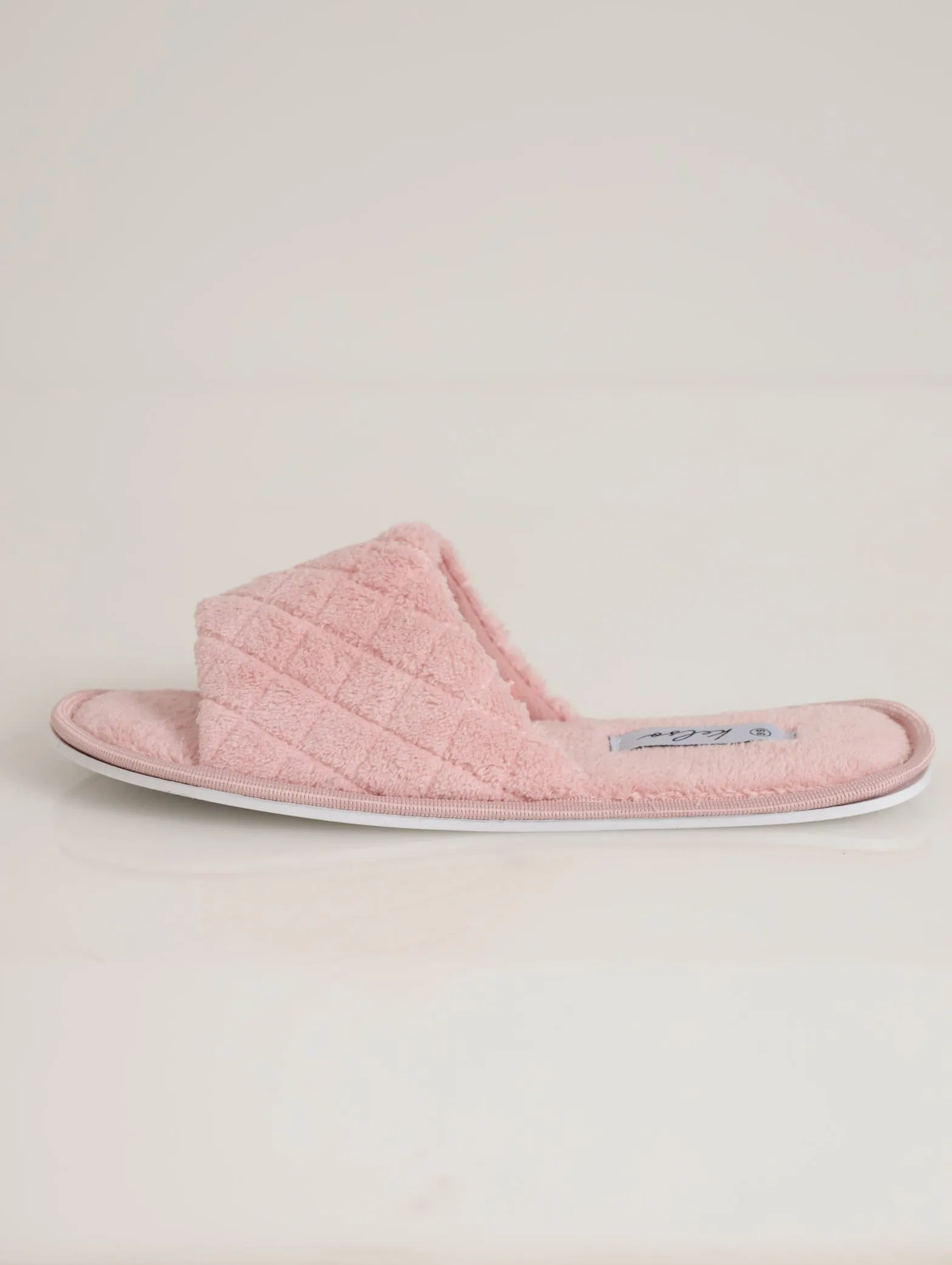Diamond Quilt Open Toe Slipper - Mauve
