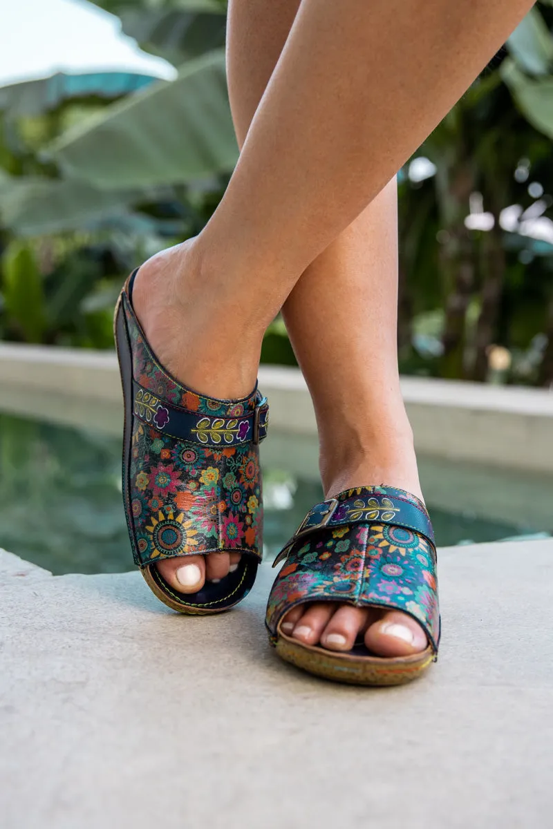 Elsinore Boho Floral Printed Leather Sandal