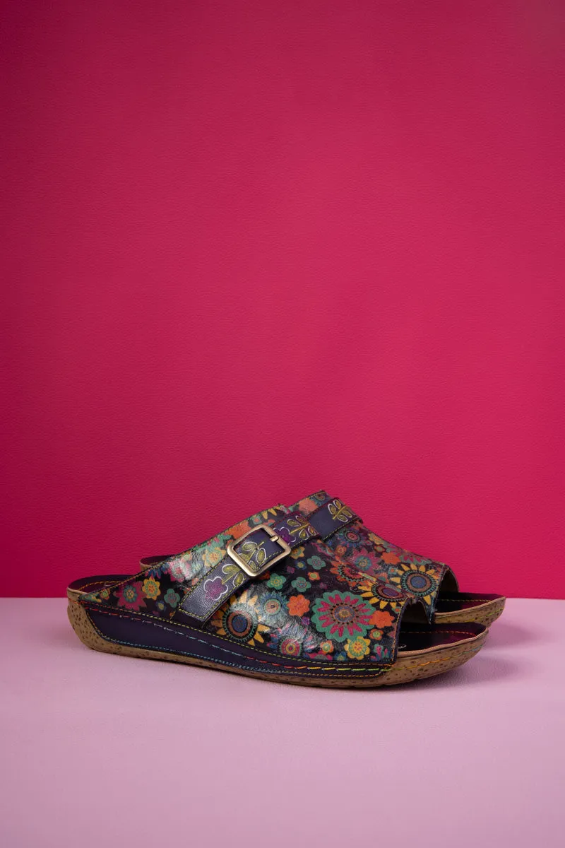 Elsinore Boho Floral Printed Leather Sandal