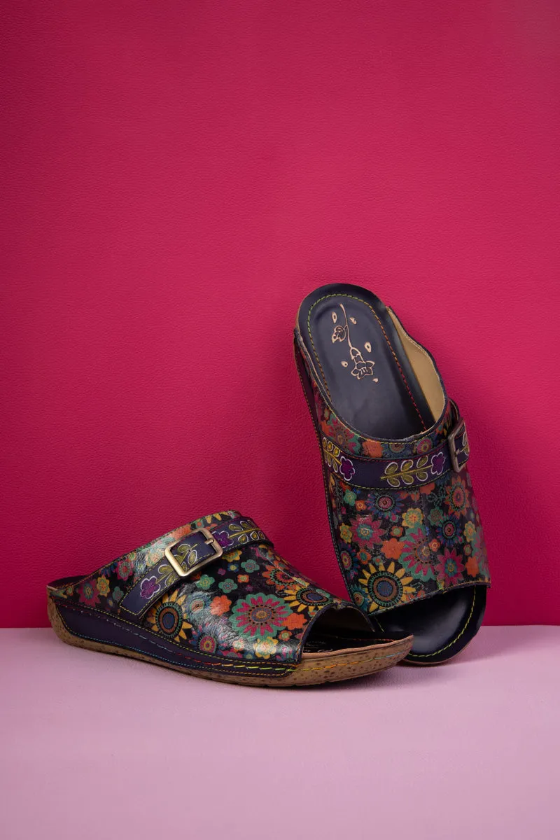 Elsinore Boho Floral Printed Leather Sandal