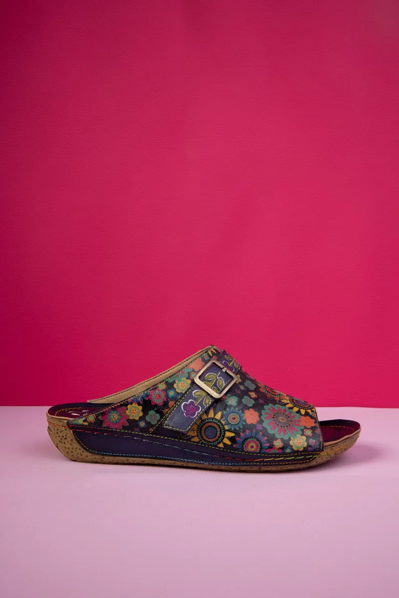 Elsinore Boho Floral Printed Leather Sandal