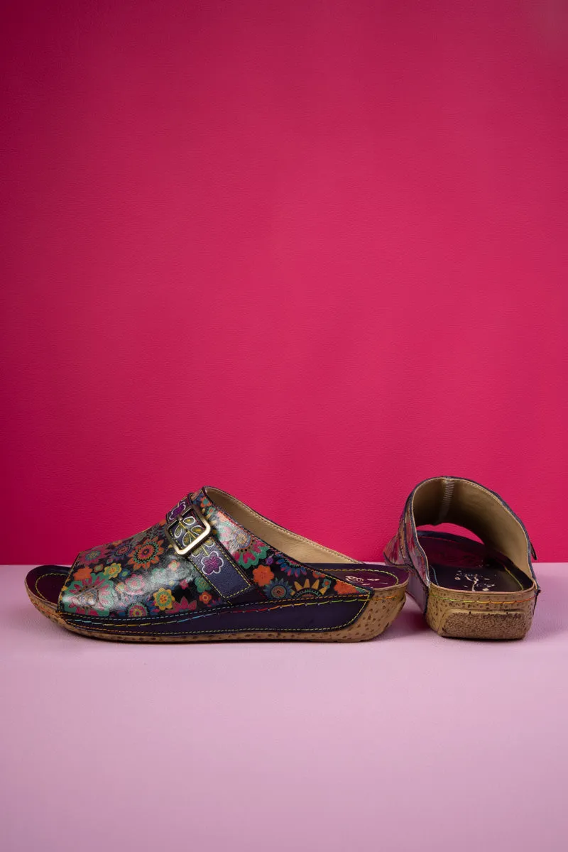 Elsinore Boho Floral Printed Leather Sandal