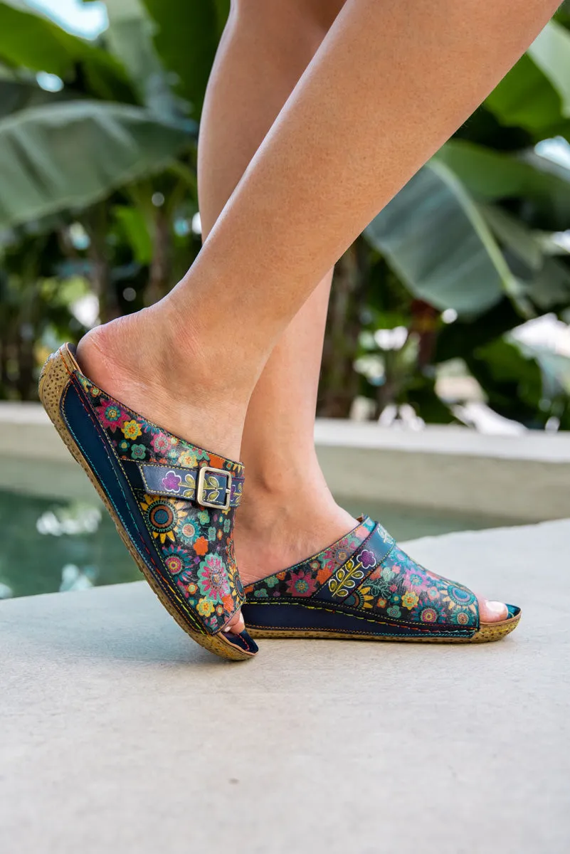 Elsinore Boho Floral Printed Leather Sandal