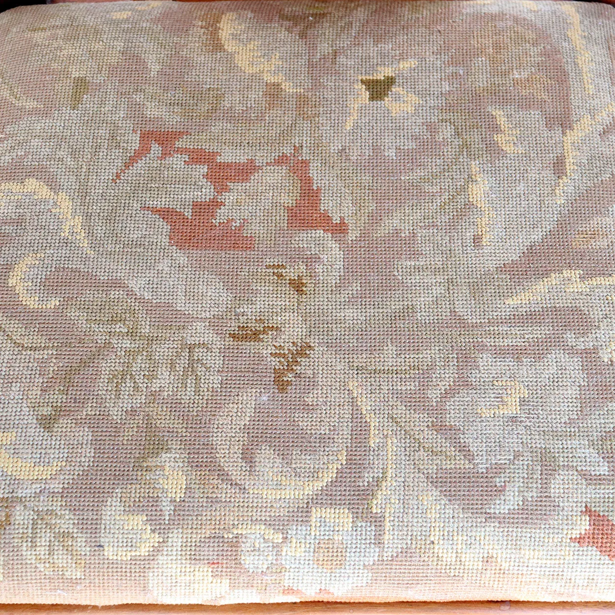 English Queen Anne Mahogany Upholstered Seat Armchair