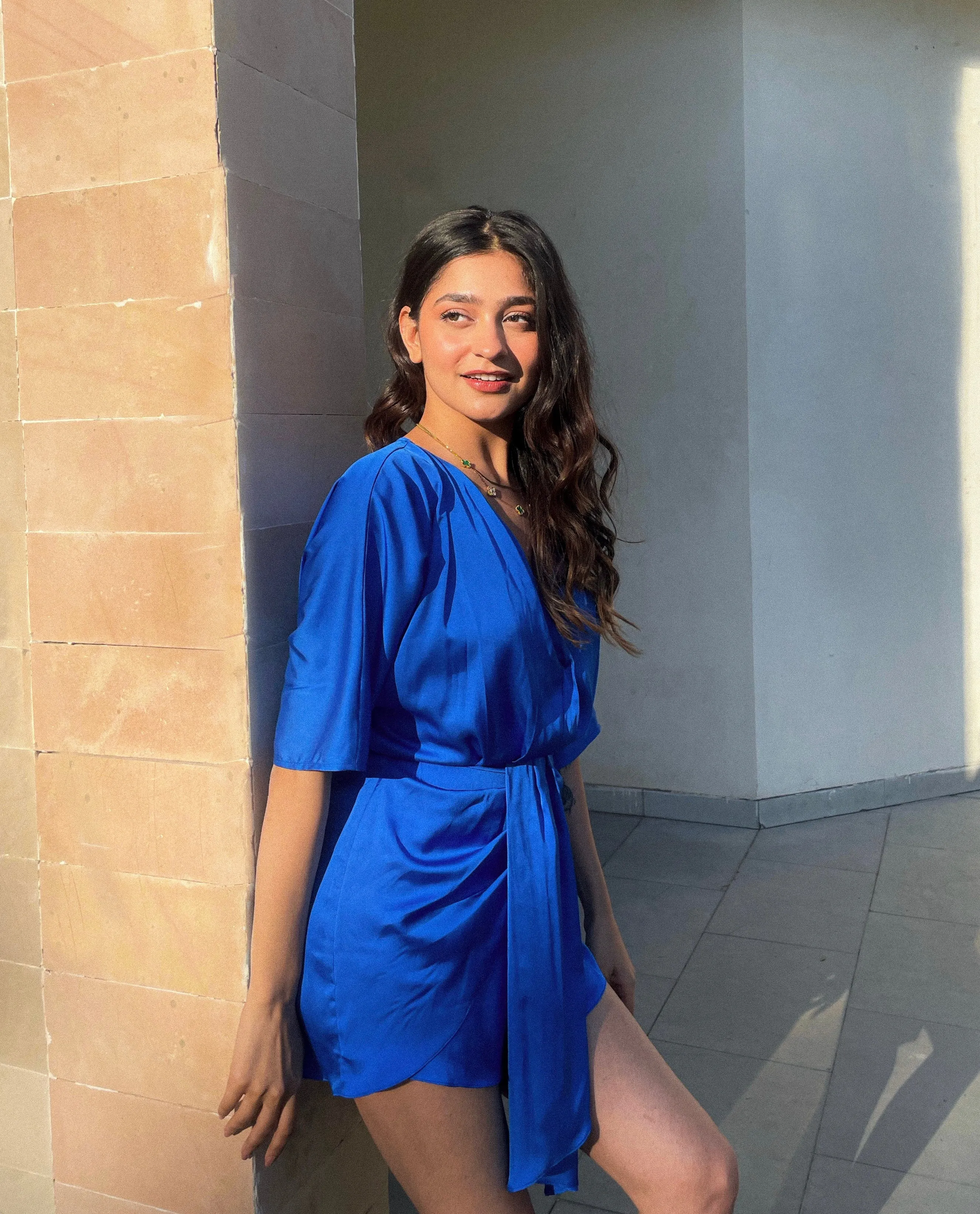 EVAA- Satin Dress (Blue)