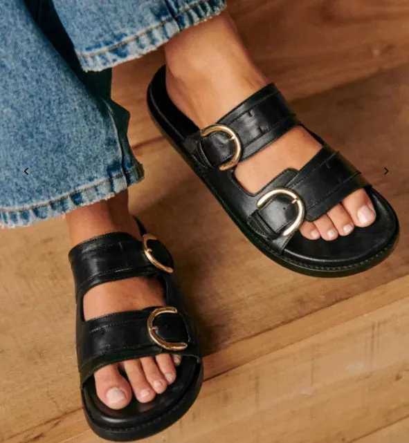 Flat Double Buckle Slippers