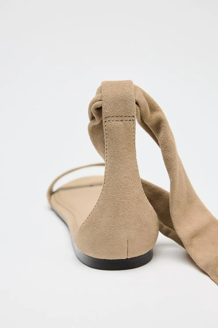 Flat Leather Strappy Sandals