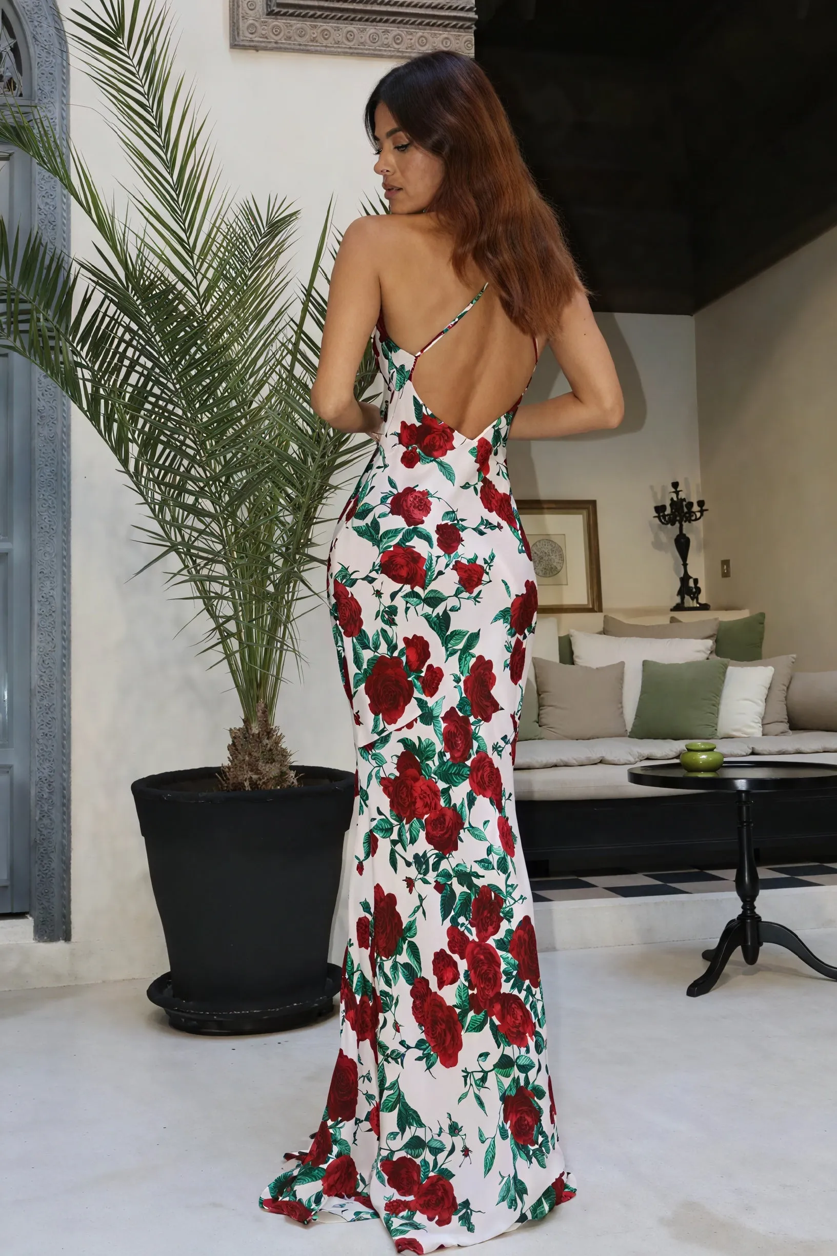 Floral Halter Neck Floor-Length Dress