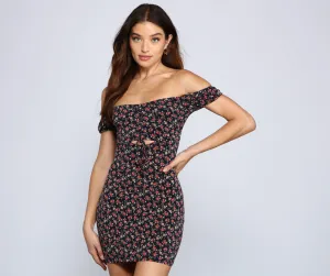 Floral Romance Stylish Ruched Mini Dress