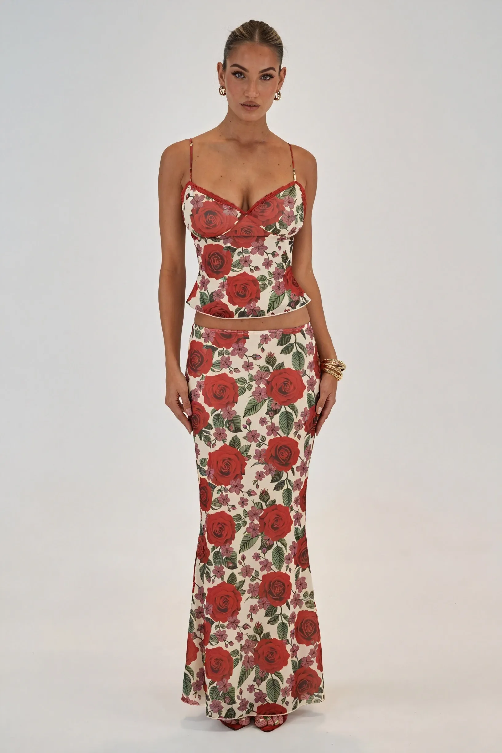 Floral Two-Piece Maxi Skirt Set