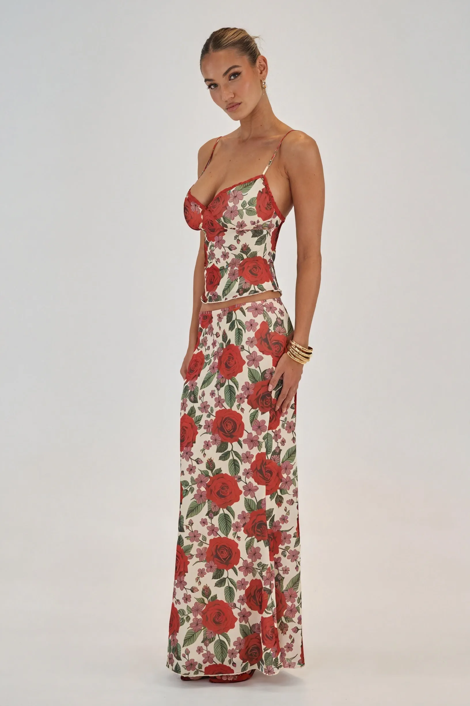 Floral Two-Piece Maxi Skirt Set