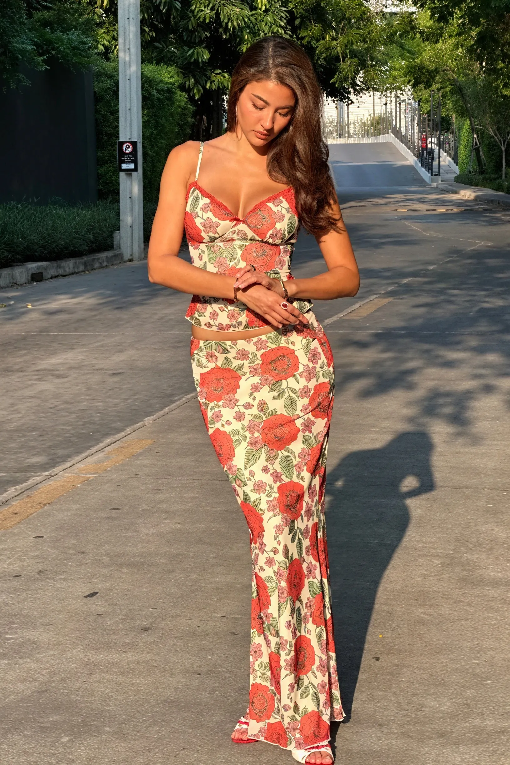 Floral Two-Piece Maxi Skirt Set
