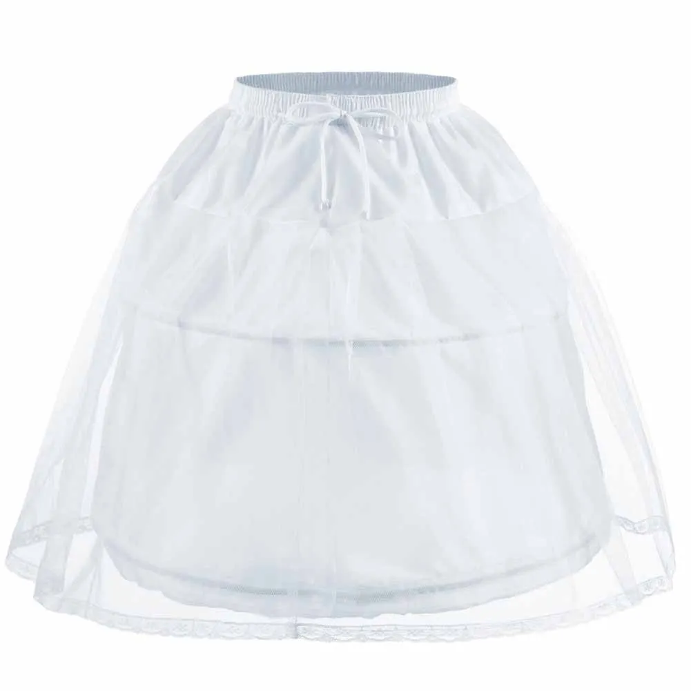 Flower Girls Petticoat with 2 Hoops Full Slip Elastic Child's Crinoline Underskirt