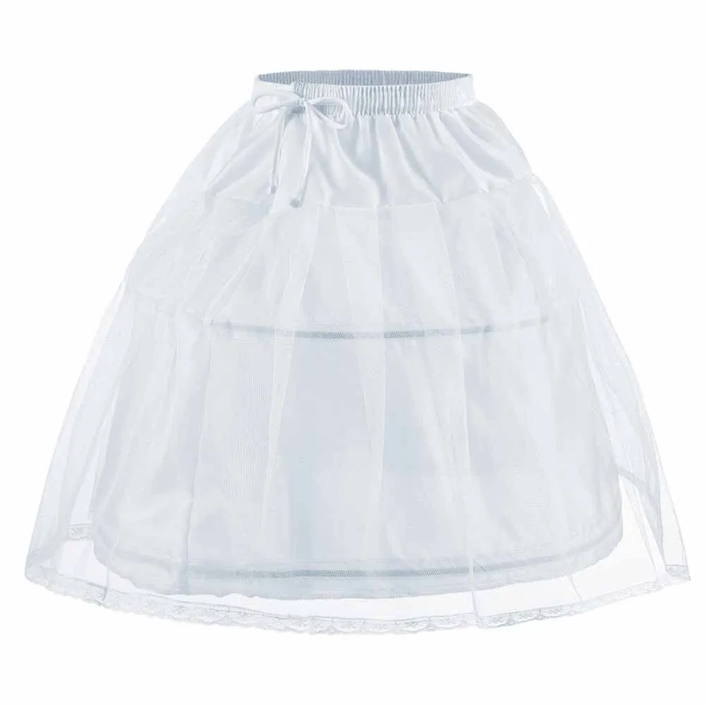 Flower Girls Petticoat with 2 Hoops Full Slip Elastic Child's Crinoline Underskirt
