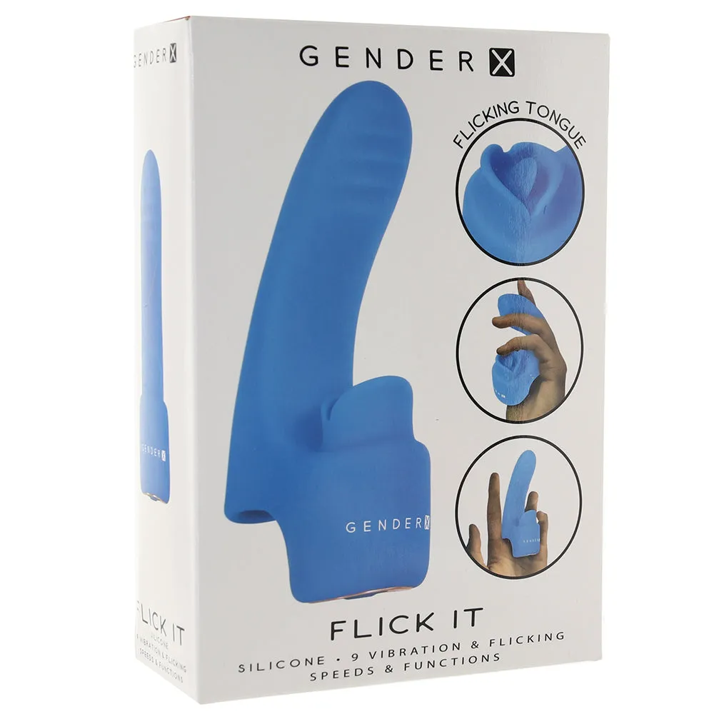 Gender X Flick It Rechargeable Flicking Dual Stimulation Silicone Finger Vibrator Blue