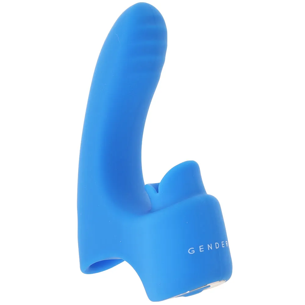 Gender X Flick It Rechargeable Flicking Dual Stimulation Silicone Finger Vibrator Blue