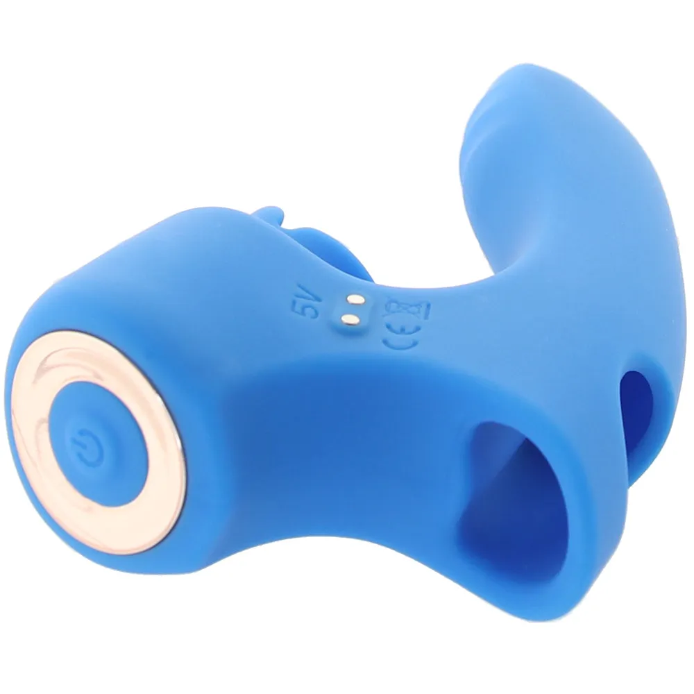 Gender X Flick It Rechargeable Flicking Dual Stimulation Silicone Finger Vibrator Blue