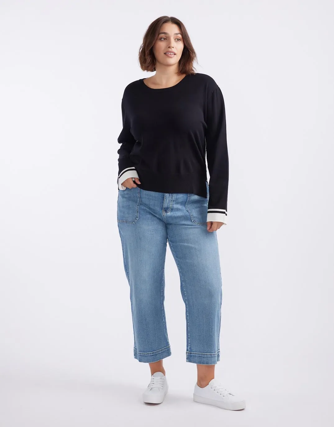 Giselle Lightweight Knit Top  - Black