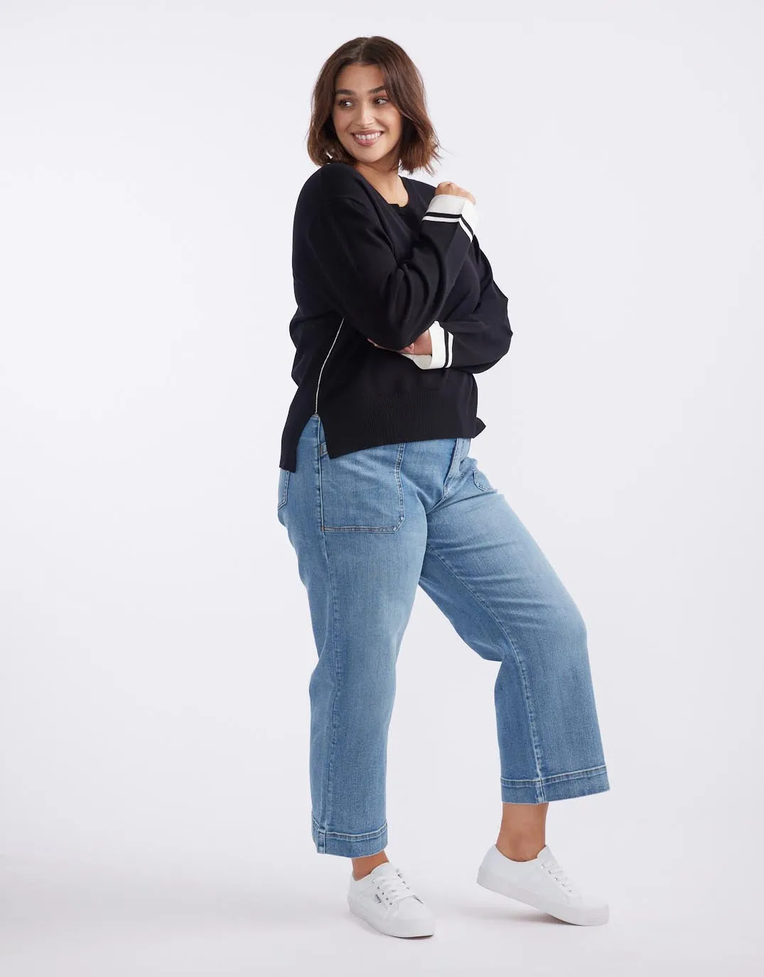Giselle Lightweight Knit Top  - Black