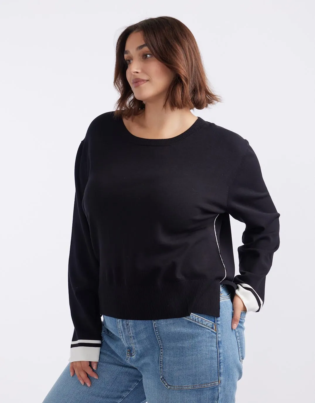 Giselle Lightweight Knit Top  - Black