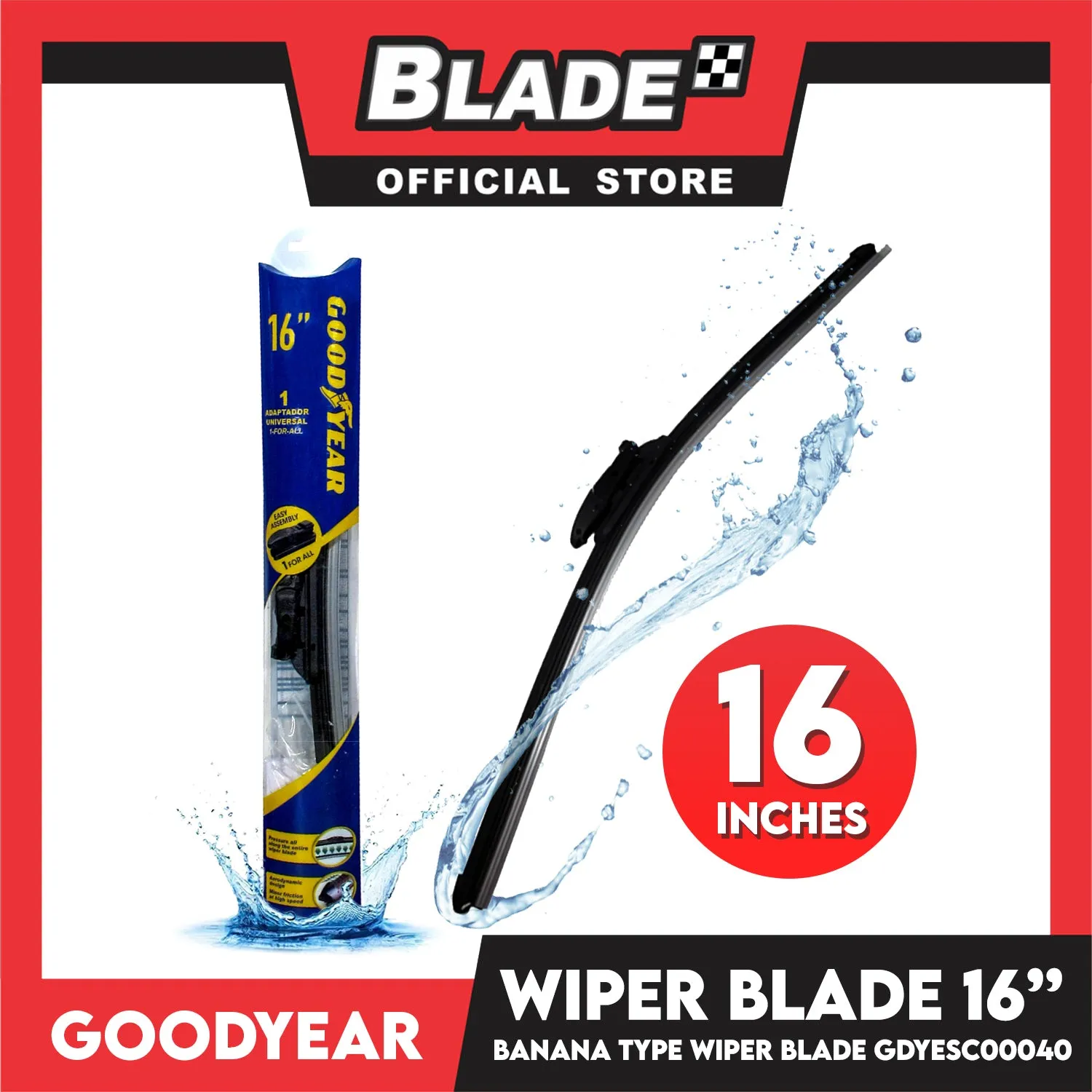Goodyear Banana Type Universal Wiper Blade 22''/16'' Set Aerodynamic Design
