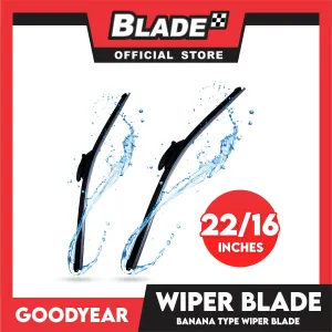 Goodyear Banana Type Universal Wiper Blade 22''/16'' Set Aerodynamic Design