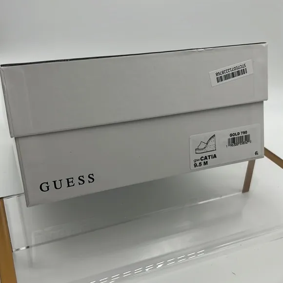 Guess NWB Catia Cork Wedge Sandals Gold