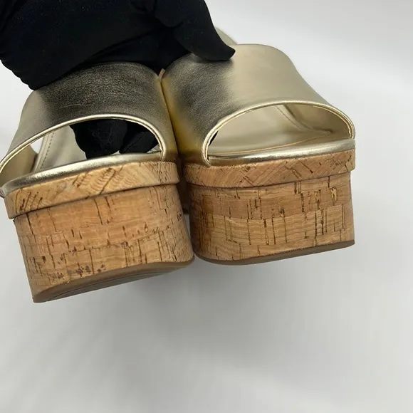 Guess NWB Catia Cork Wedge Sandals Gold