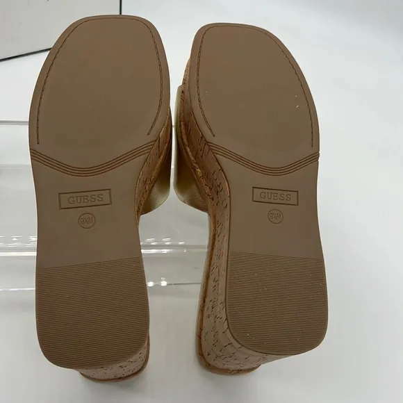Guess NWB Catia Cork Wedge Sandals Gold